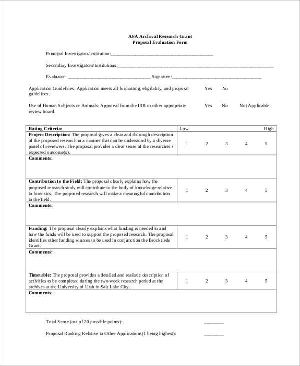 Detail Request For Proposal Evaluation Template Nomer 46