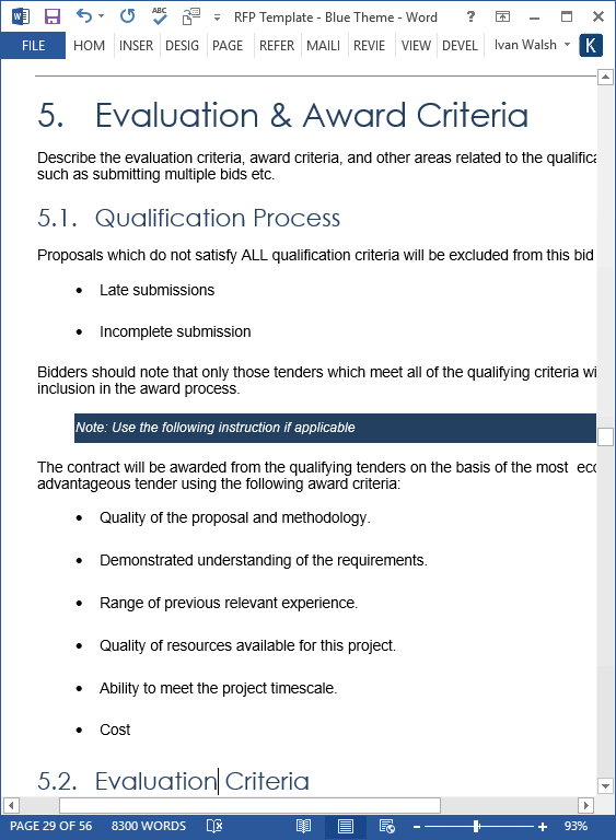 Detail Request For Proposal Evaluation Template Nomer 8