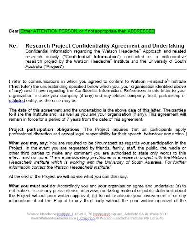 Detail Research Confidentiality Agreement Template Nomer 3