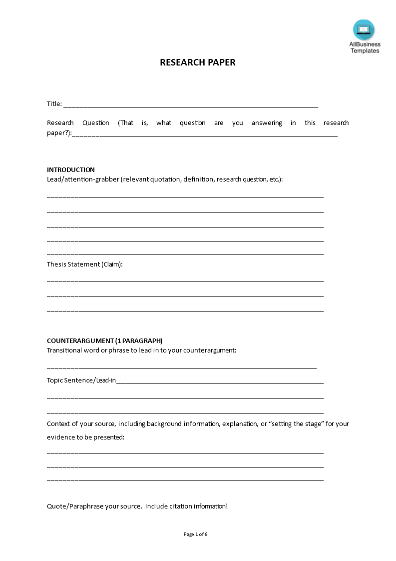 Detail Research Paper Template Word Nomer 40