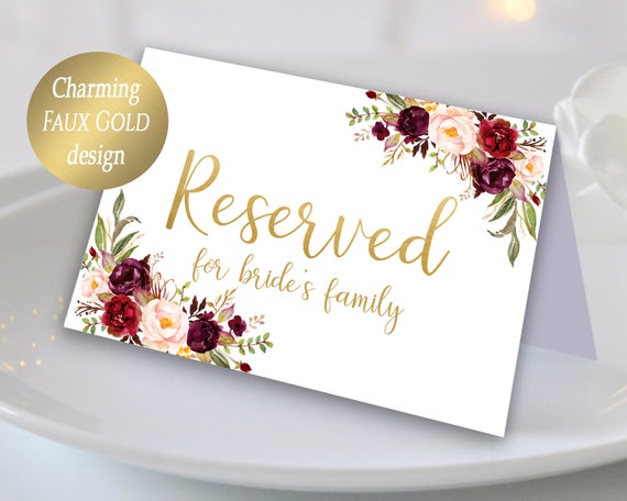 Detail Reserved Table Signs Template Nomer 50