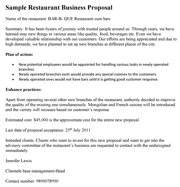 Detail Restaurant Business Proposal Template Nomer 19