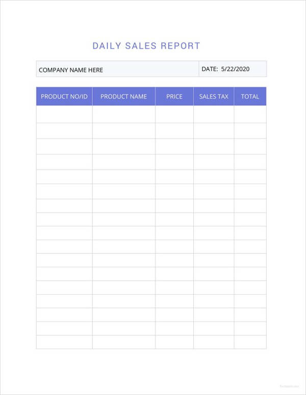 Detail Restaurant Daily Sales Report Template Free Nomer 11