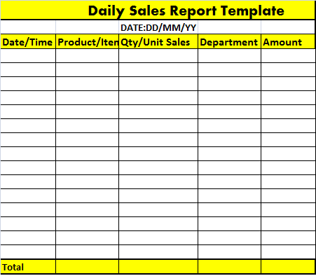 Detail Restaurant Daily Sales Report Template Free Nomer 10