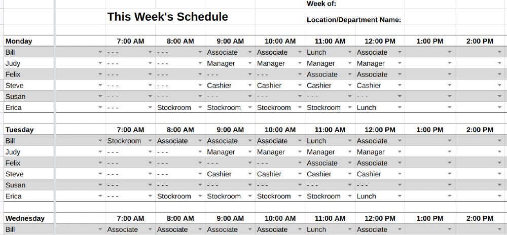 Detail Restaurant Work Schedule Template Nomer 38