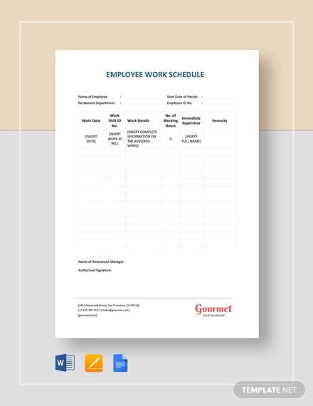 Detail Restaurant Work Schedule Template Nomer 46