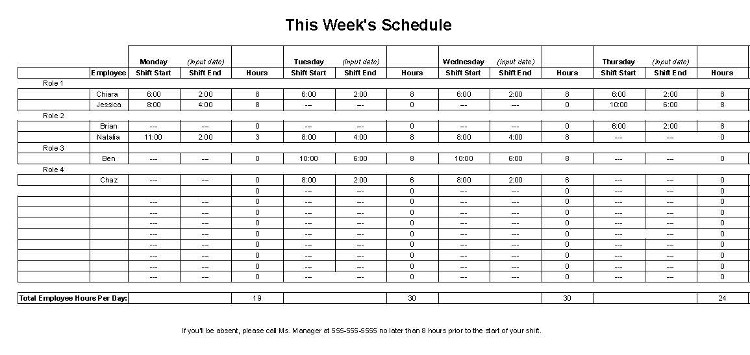 Detail Restaurant Work Schedule Template Nomer 47