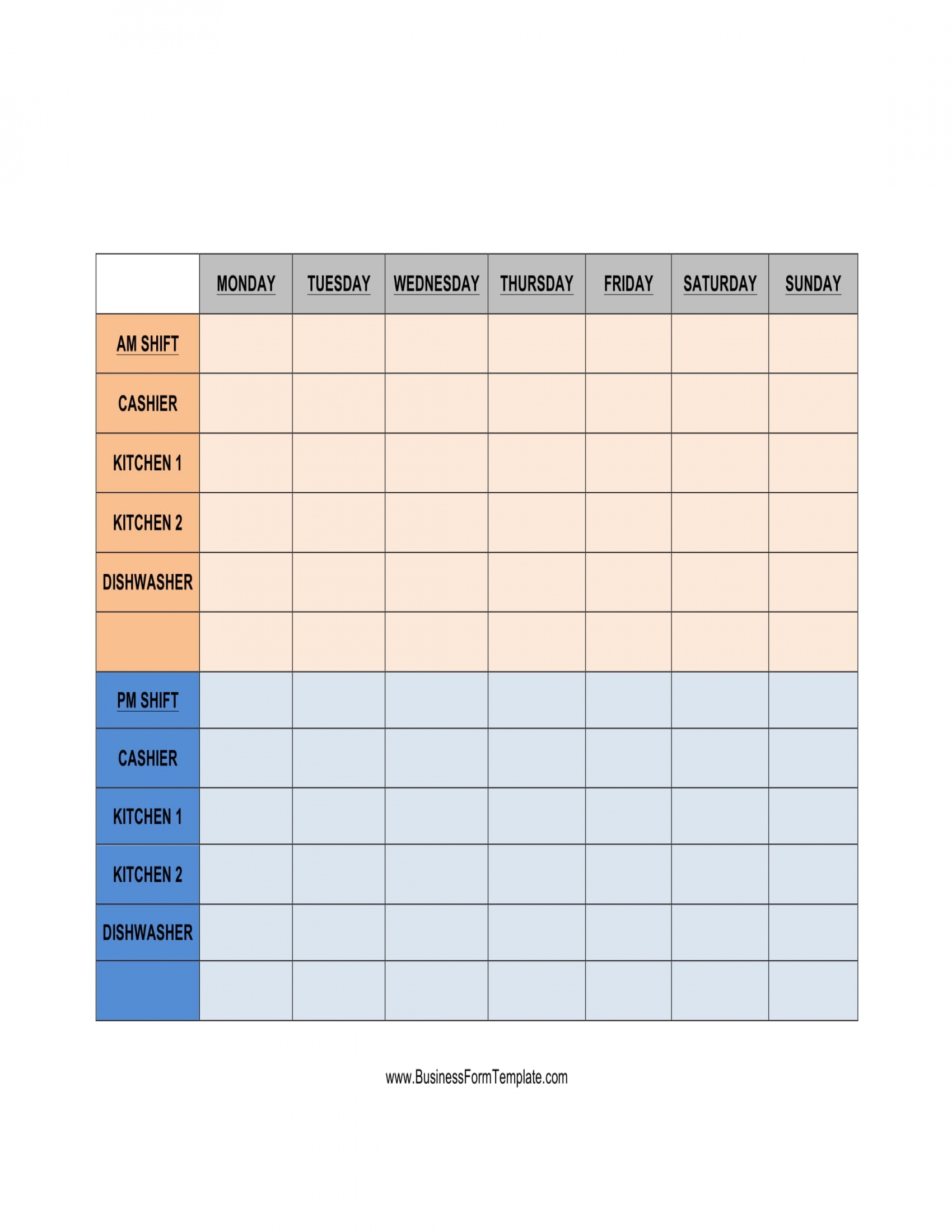 Detail Restaurant Work Schedule Template Nomer 10