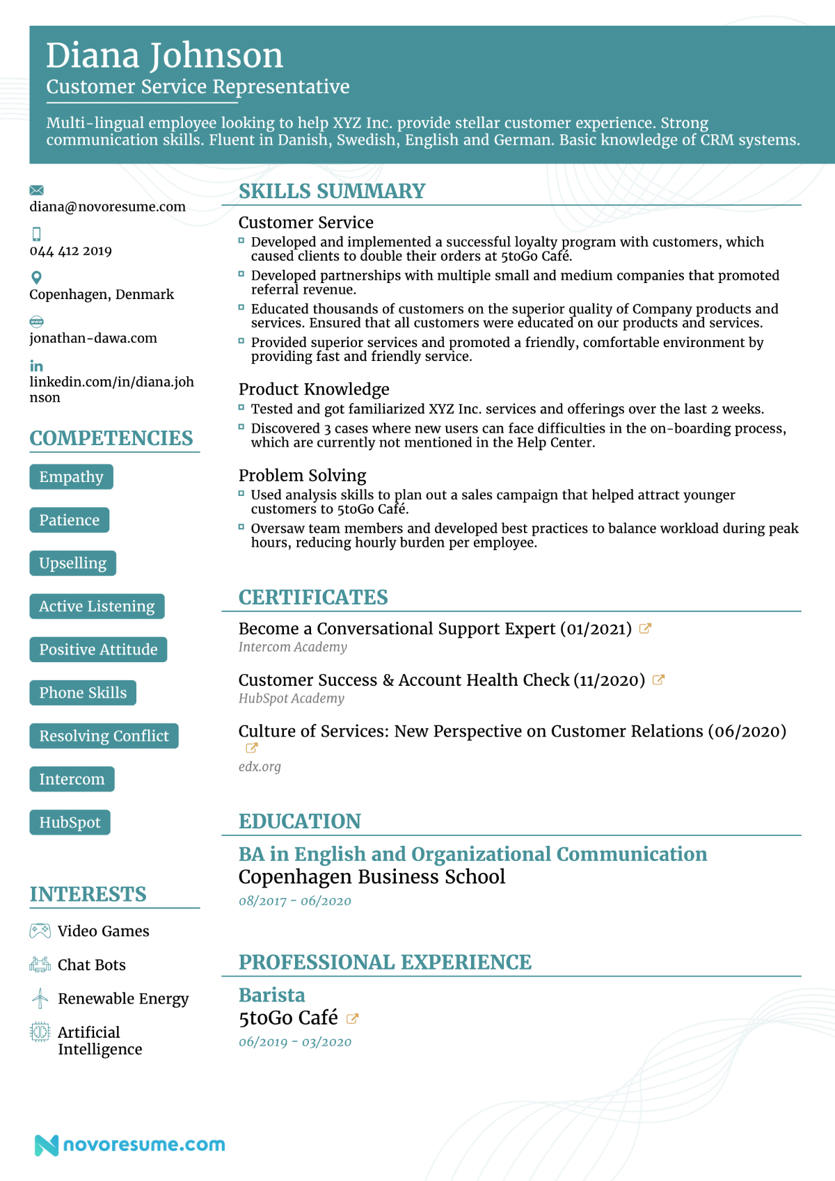 Detail Resume 2020 Template Nomer 46