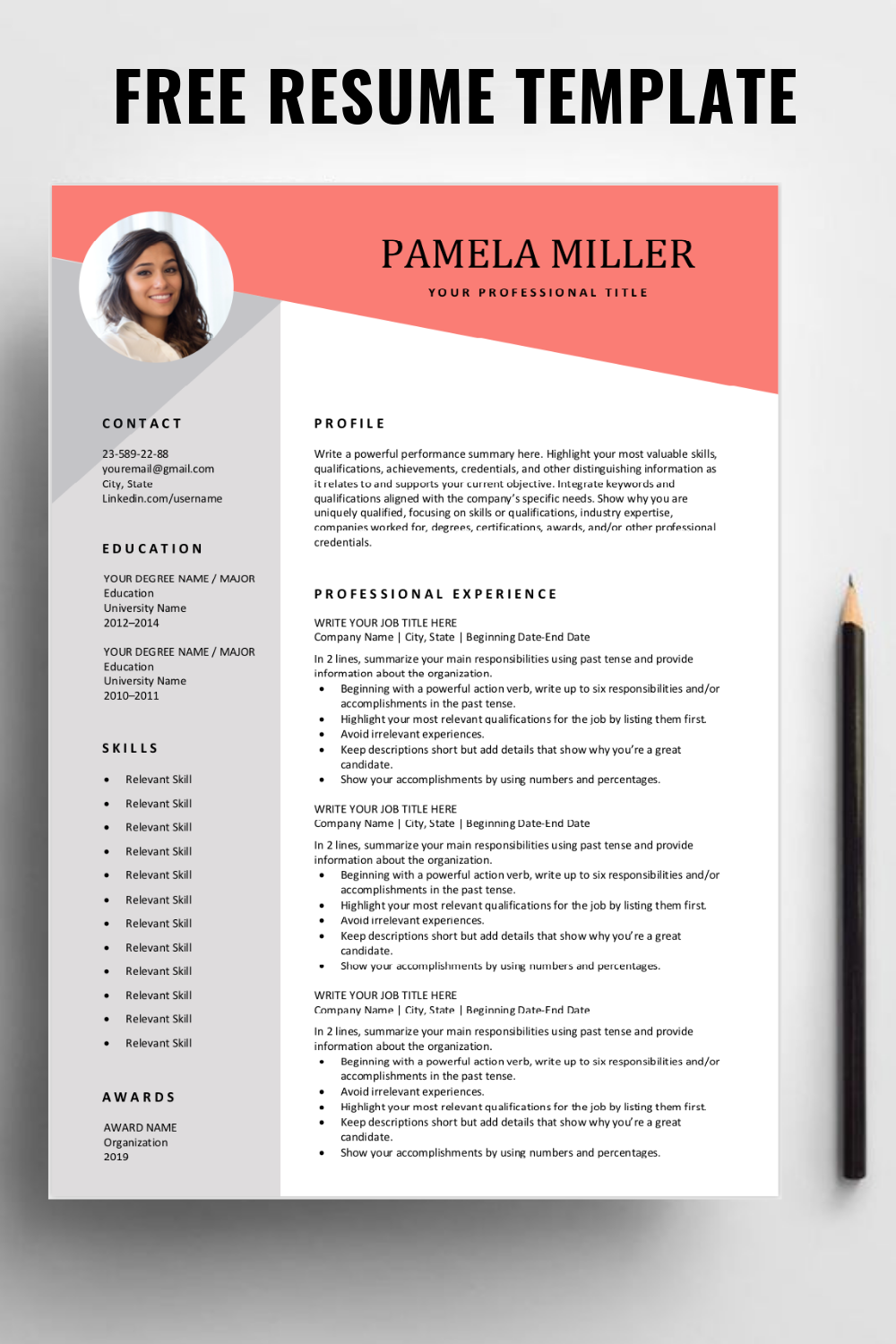 Detail Resume Template With Picture Free Download Nomer 28