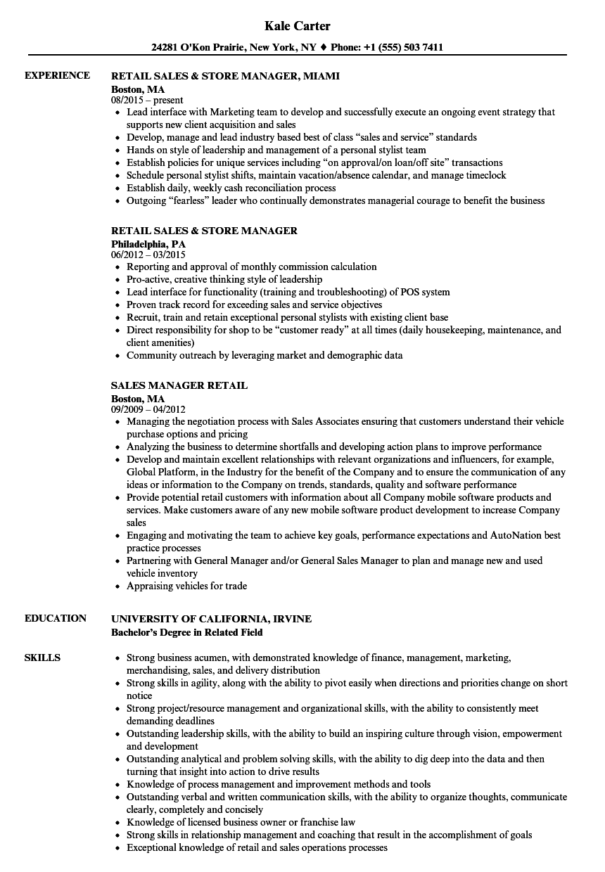 Detail Retail Resume Template Nomer 33