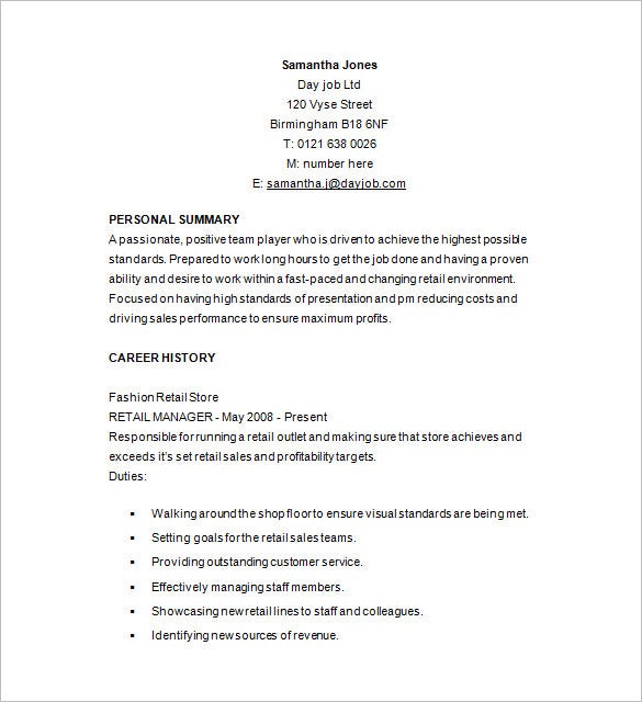 Detail Retail Resume Template Nomer 41