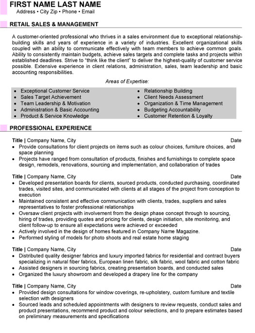 Detail Retail Resume Template Nomer 42