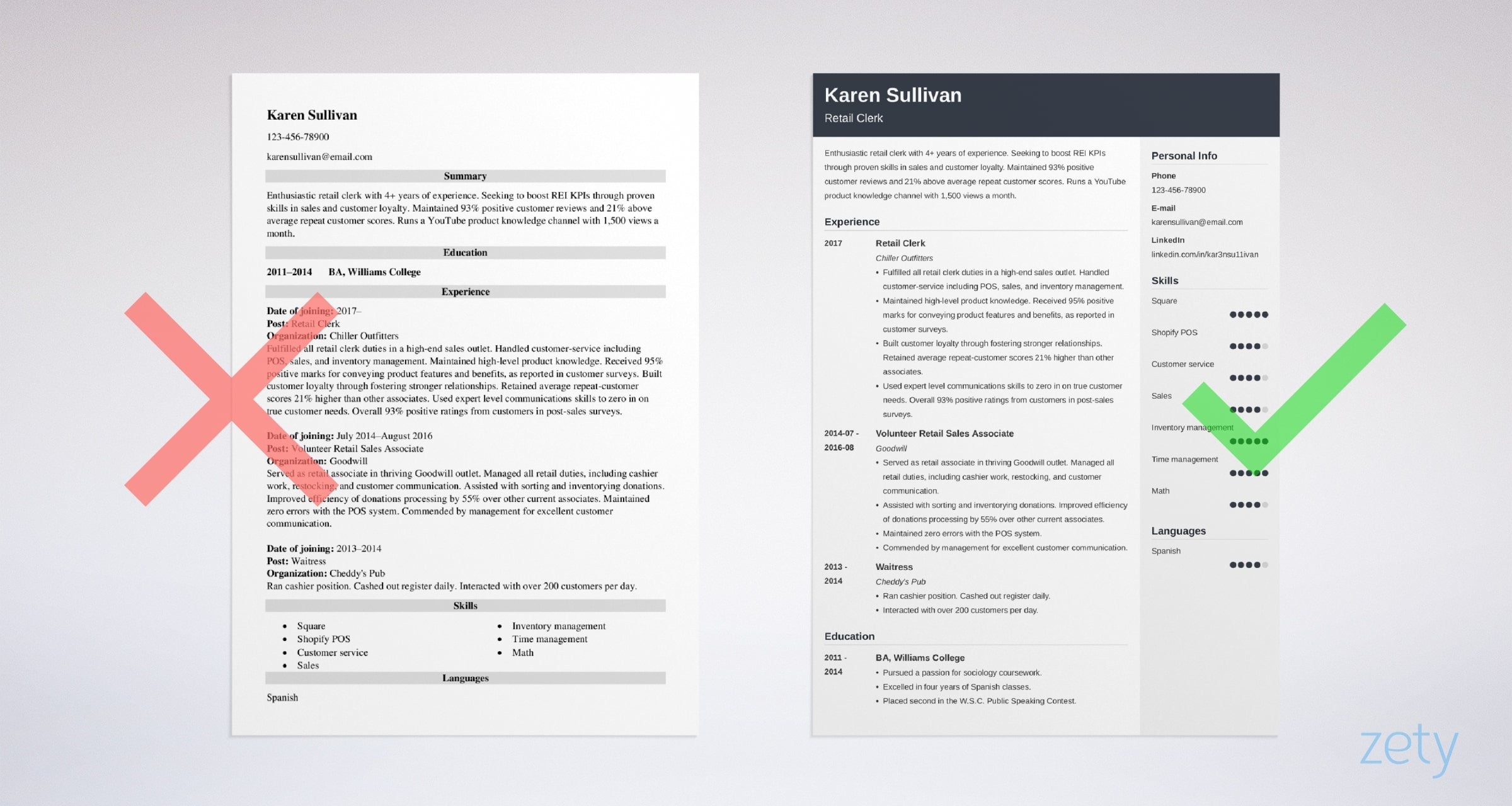 Detail Retail Resume Template Nomer 5