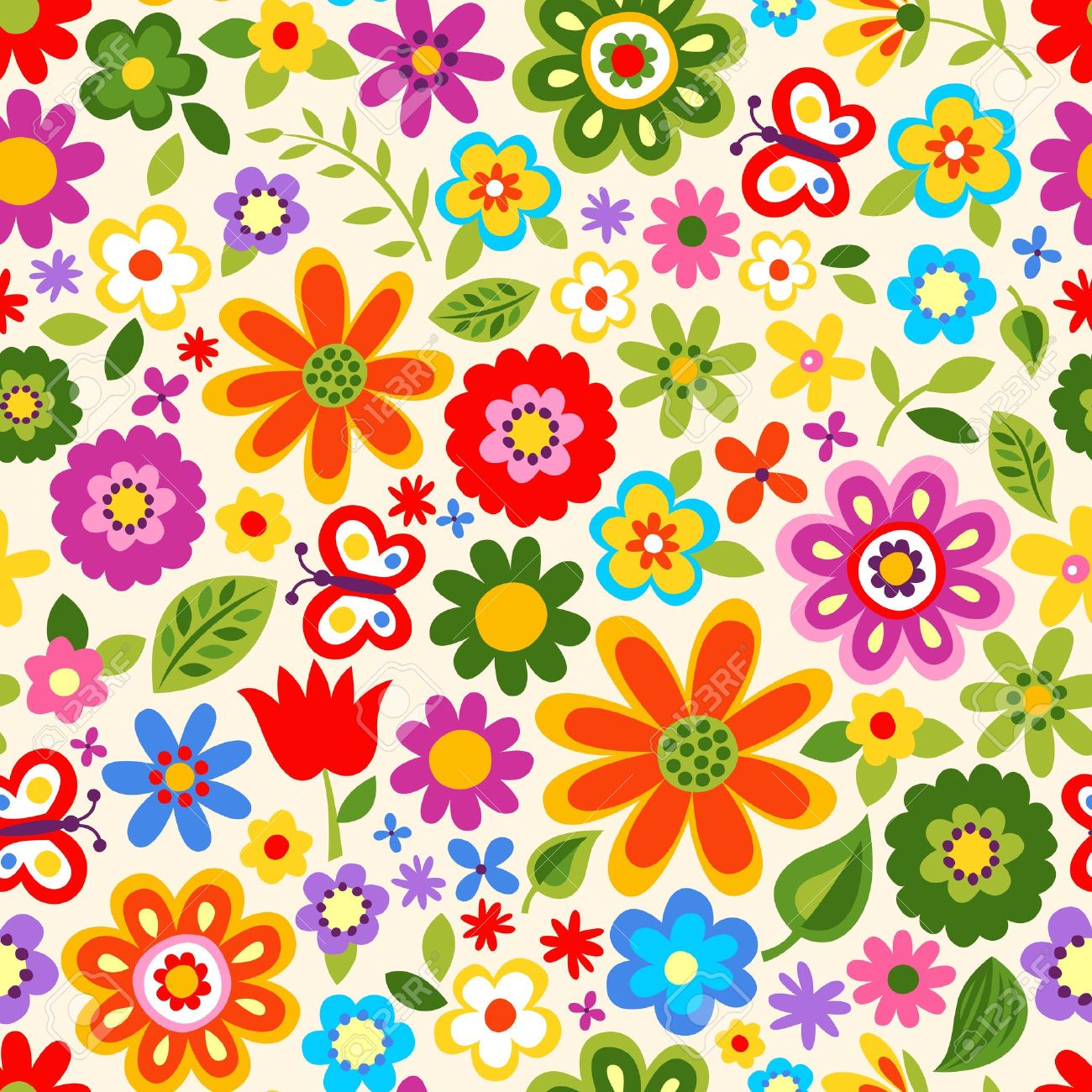 Detail Retro Flower Template Nomer 3