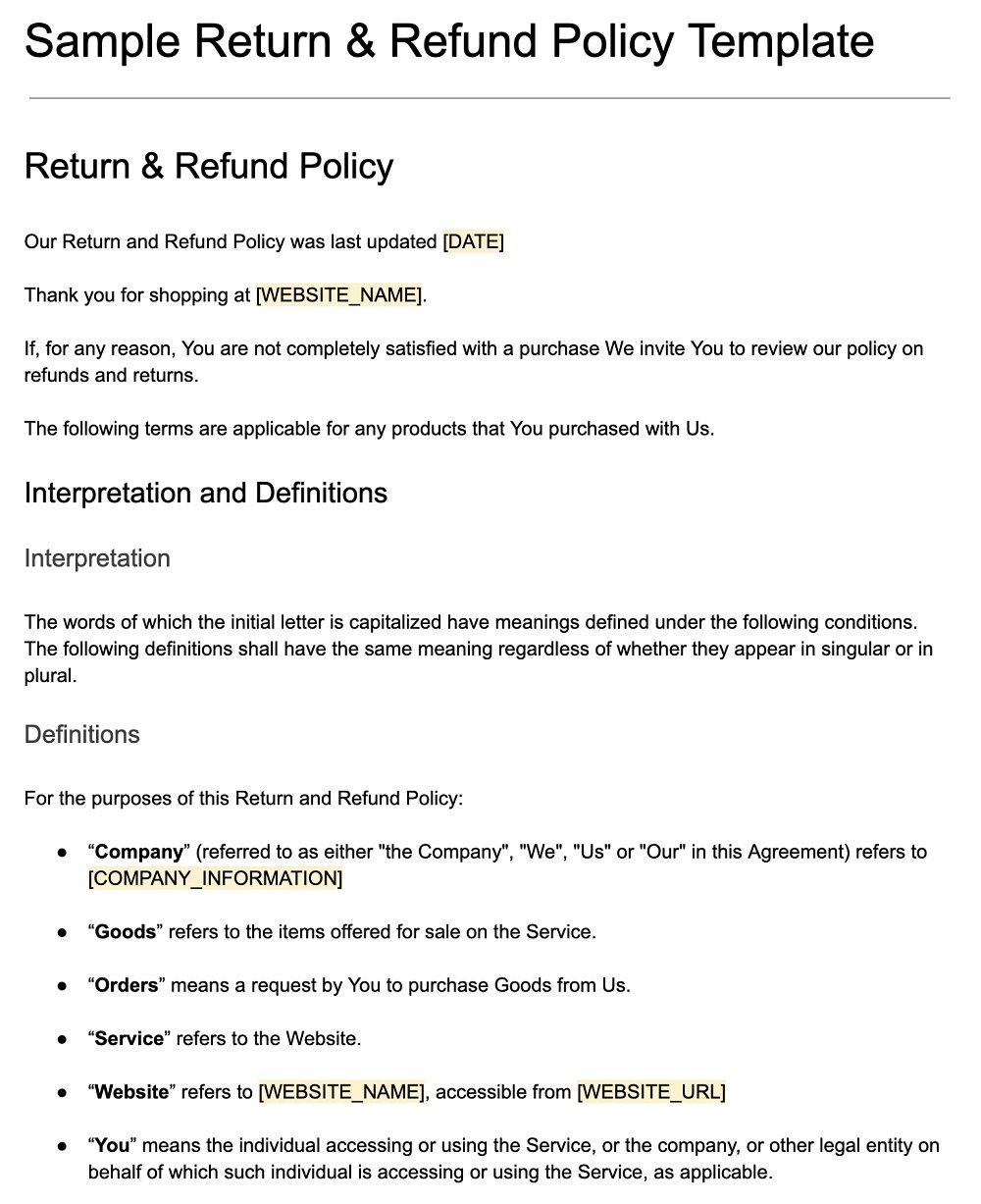 Return Policy Template - KibrisPDR