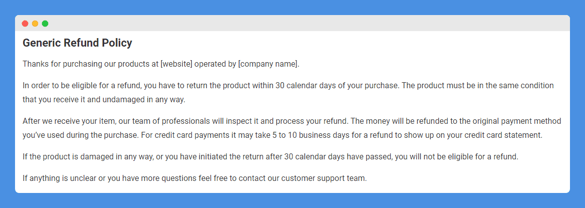 Detail Return Policy Template Nomer 5