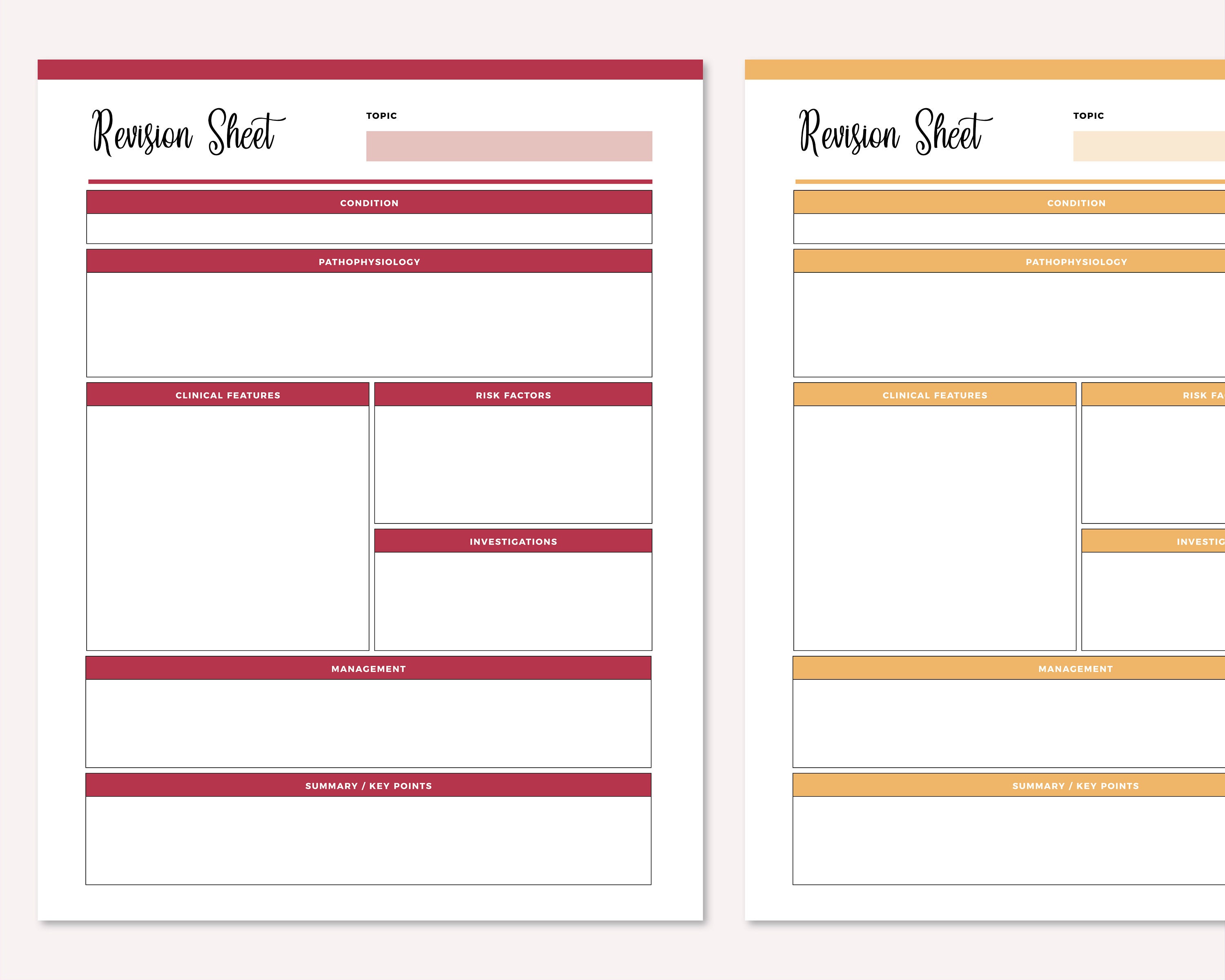 Detail Revision Sheet Template Nomer 9