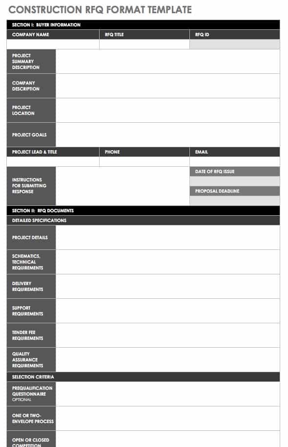 Detail Rfq Template Free Nomer 21