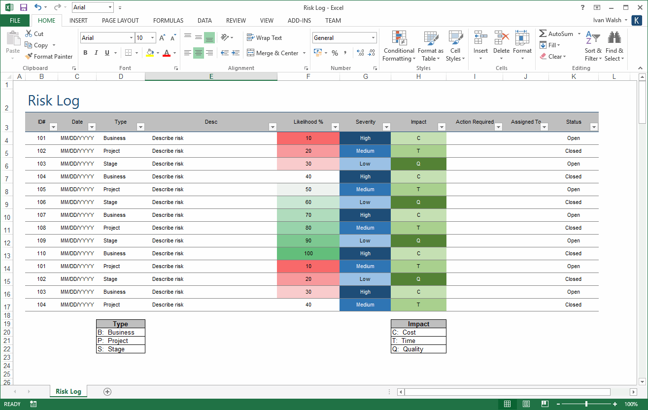 Detail Risk Management Template Excel Free Nomer 17