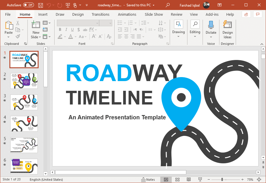 Detail Roadmap Powerpoint Template Nomer 17