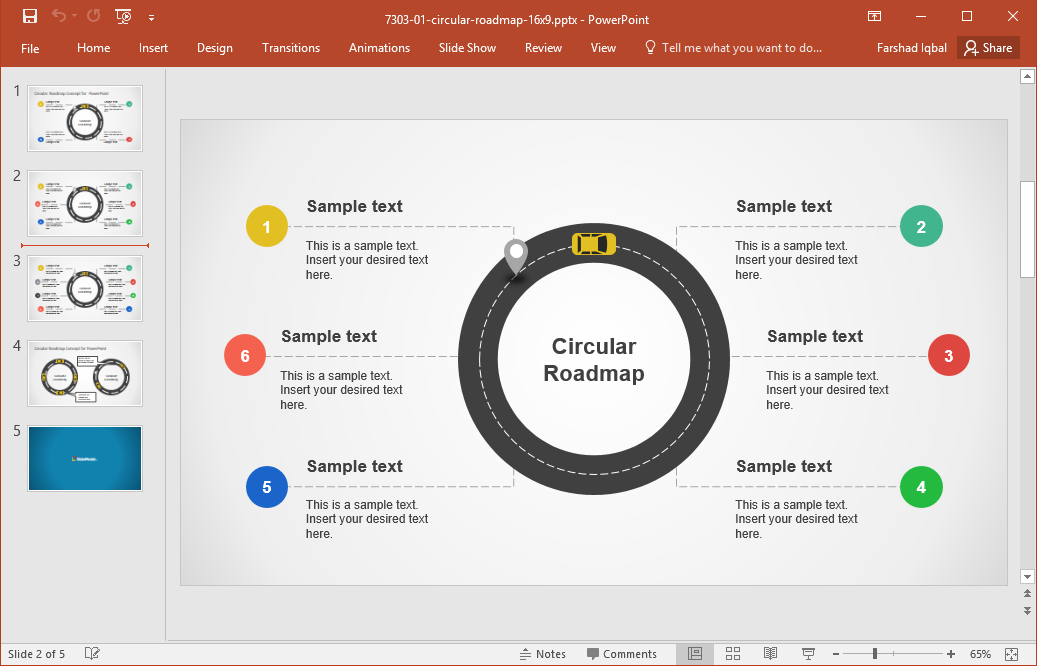 Detail Roadmap Powerpoint Template Nomer 40