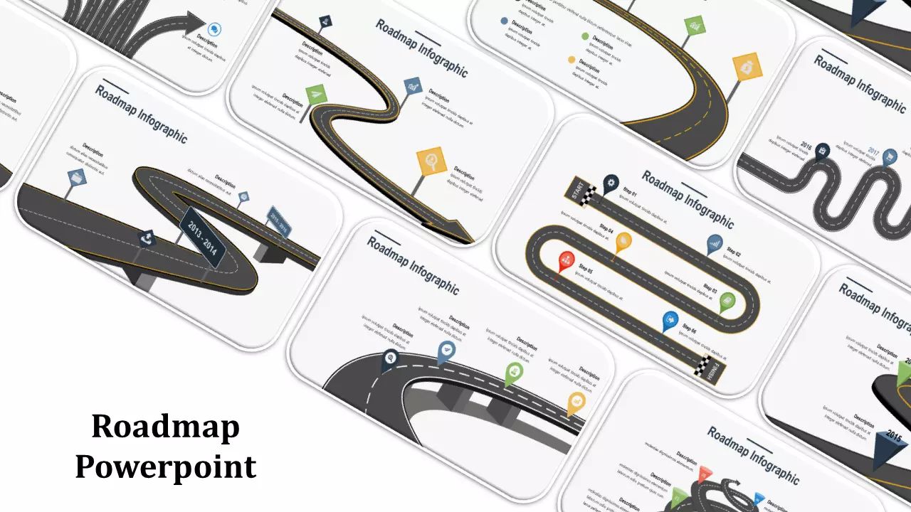 Detail Roadmap Powerpoint Template Nomer 48