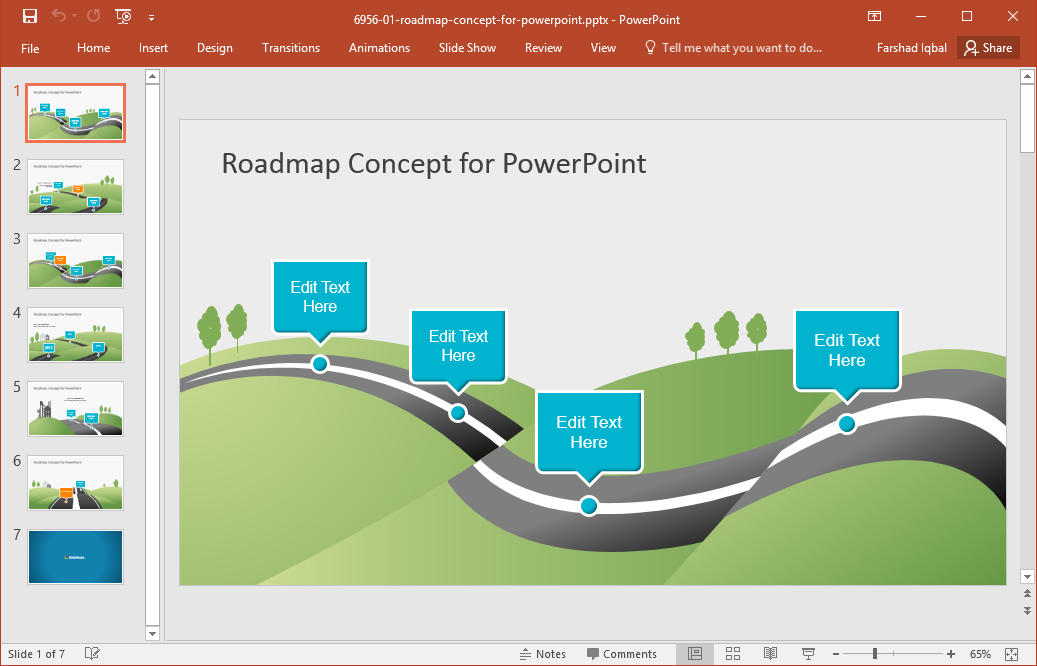 Detail Roadmap Powerpoint Template Nomer 55