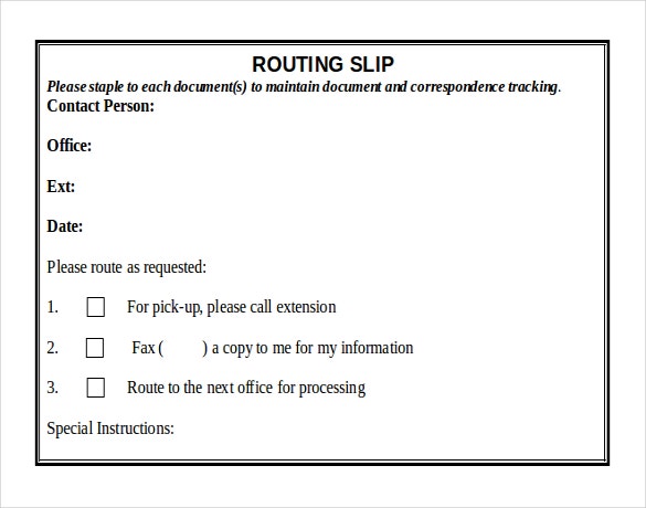 Detail Routing Slip Template Nomer 7