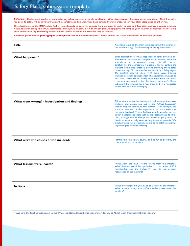 Safety Flash Template - KibrisPDR