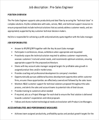 Detail Sales Engineer Job Description Template Nomer 2