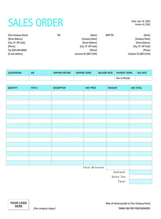 Detail Sales Order Template Nomer 10