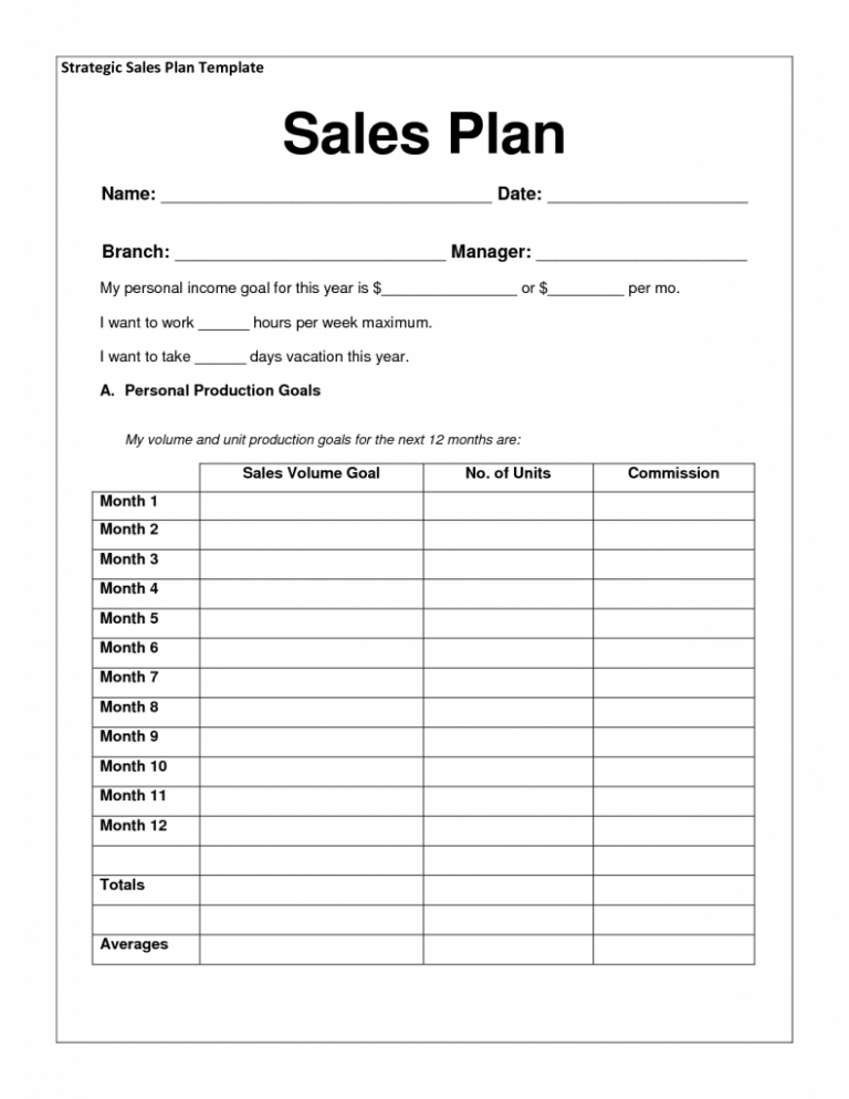 Detail Sales Plan Template Nomer 29