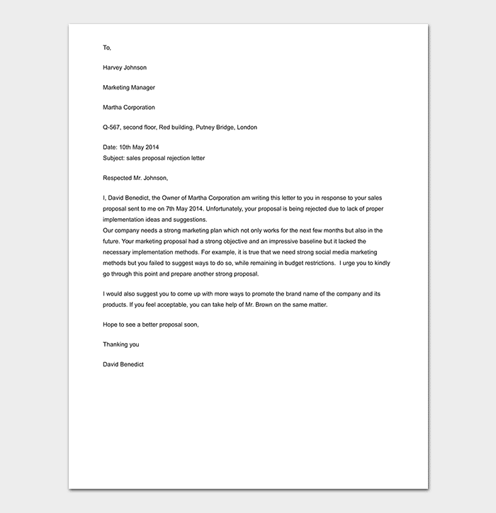Detail Sales Rejection Email Template Nomer 20