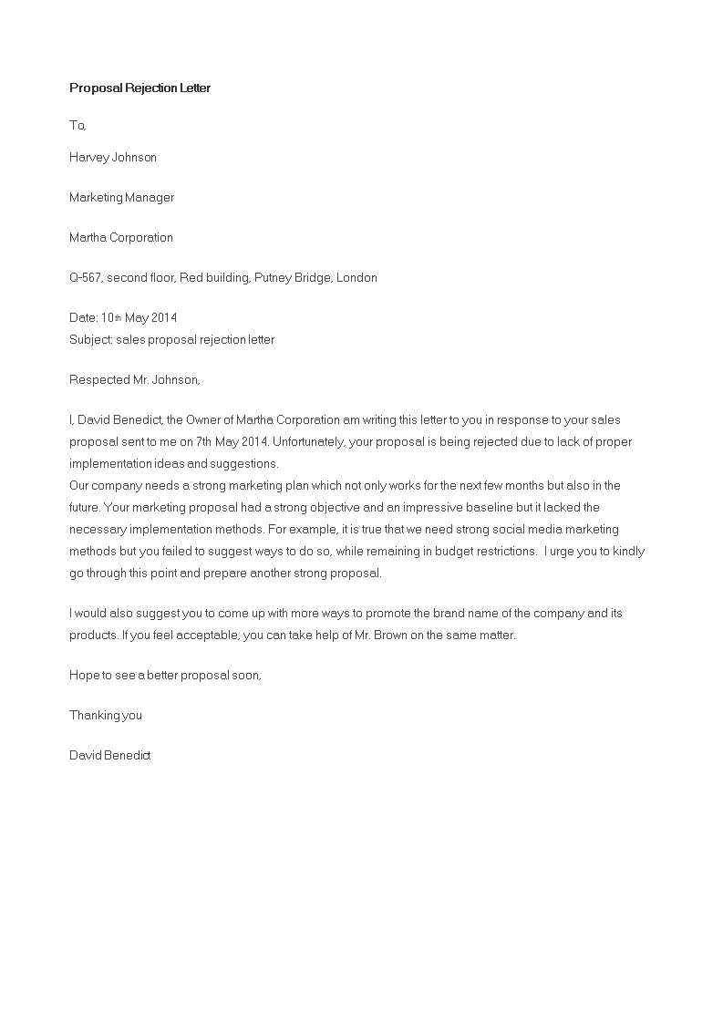 Detail Sales Rejection Email Template Nomer 48