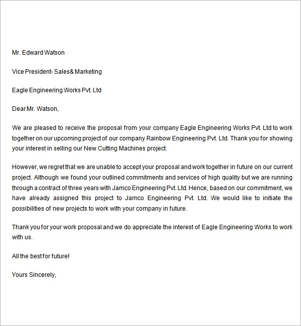 Detail Sales Rejection Email Template Nomer 56