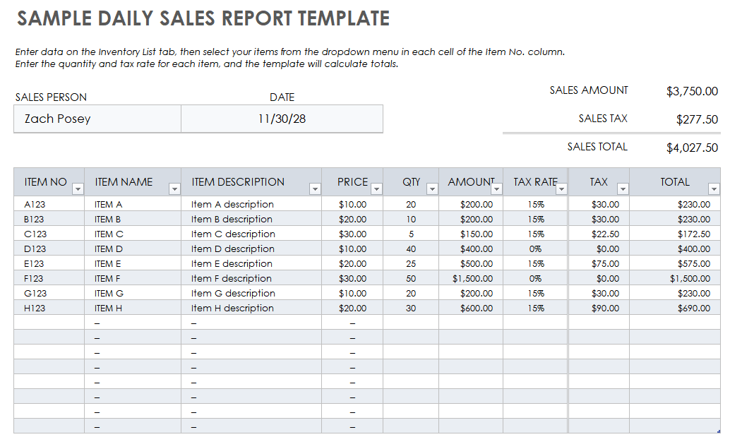 Sales Report Template - KibrisPDR