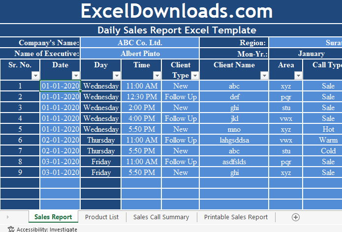 Detail Sales Report Template Nomer 58