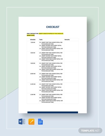Detail Sample Checklist Template Nomer 13