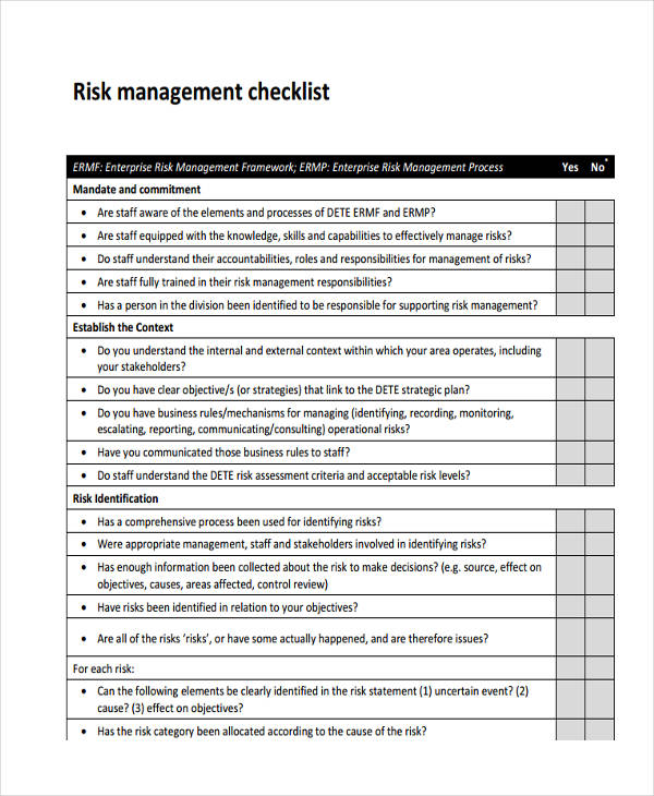 Detail Sample Checklist Template Nomer 15