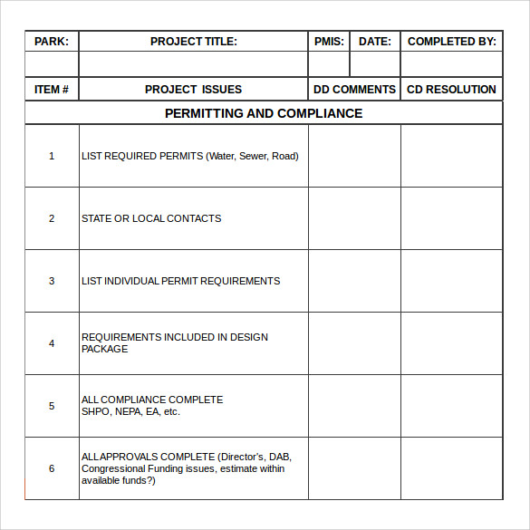 Detail Sample Checklist Template Nomer 17