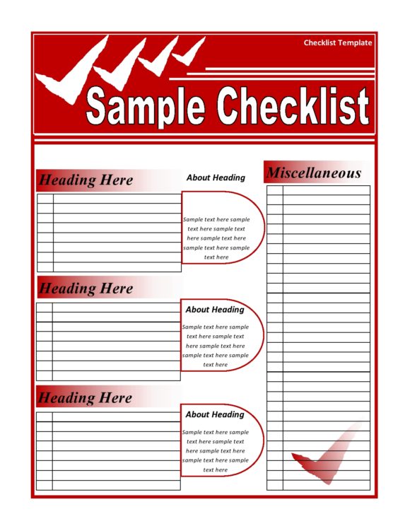 Detail Sample Checklist Template Nomer 20