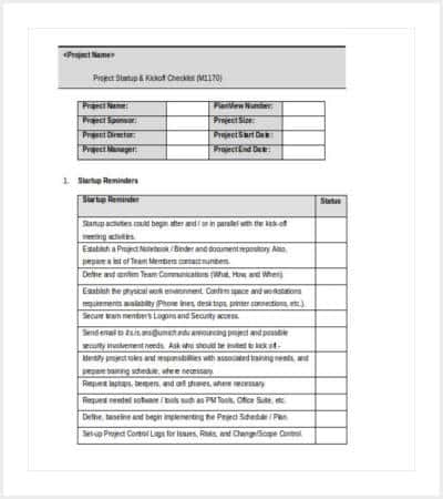 Detail Sample Checklist Template Nomer 4