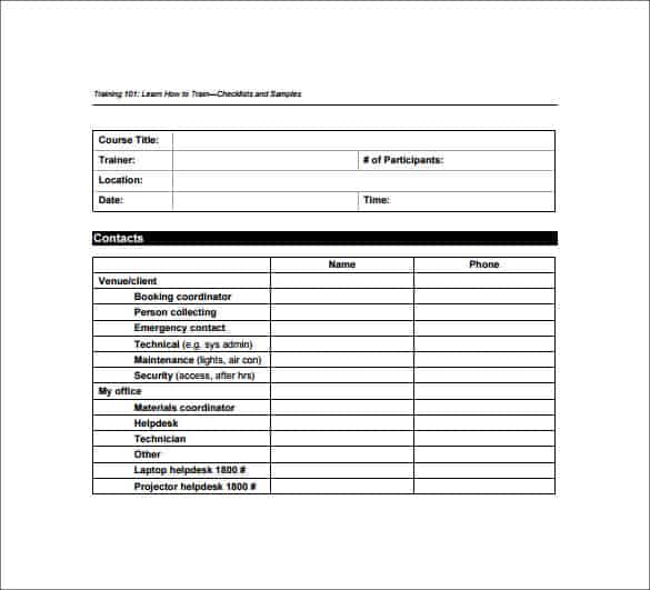 Detail Sample Checklist Template Nomer 39