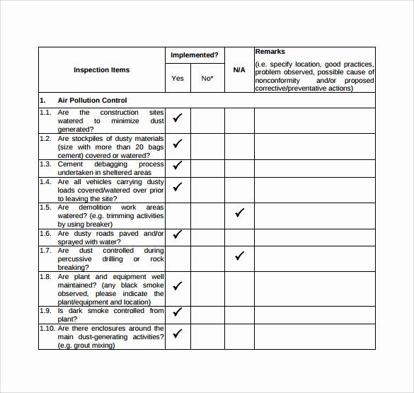 Detail Sample Checklist Template Nomer 7