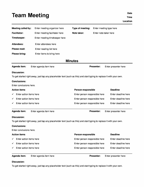 Sample Meeting Minutes Template - KibrisPDR