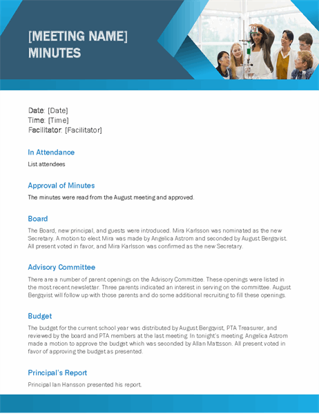 Detail Sample Meeting Minutes Template Nomer 2