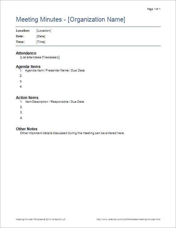 Detail Sample Meeting Minutes Template Nomer 11