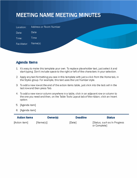 Detail Sample Meeting Minutes Template Nomer 13