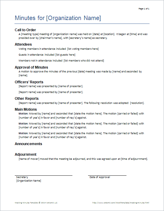 Detail Sample Meeting Minutes Template Nomer 3